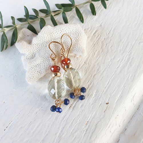 Stack Cluster - Green Amethyst, Lapis